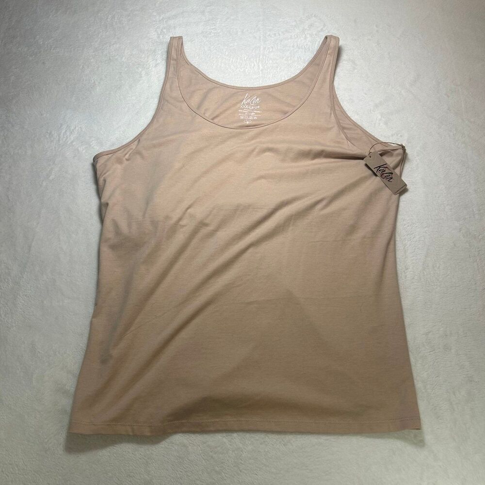 Kalon Women's 3XL Beige Stretch Tank Top NWT Plus Size Sleeveless